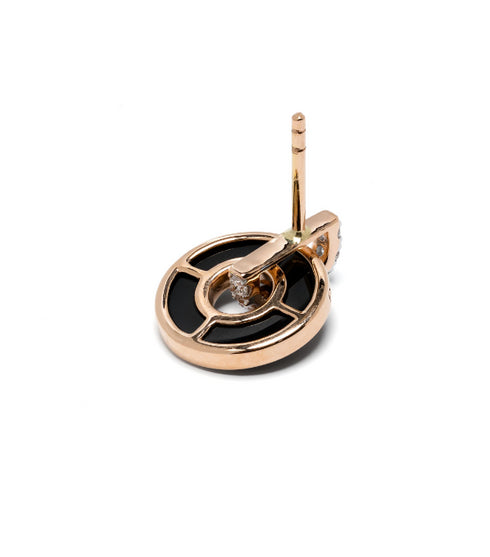 18kt rose gold onyx and diamond earrings